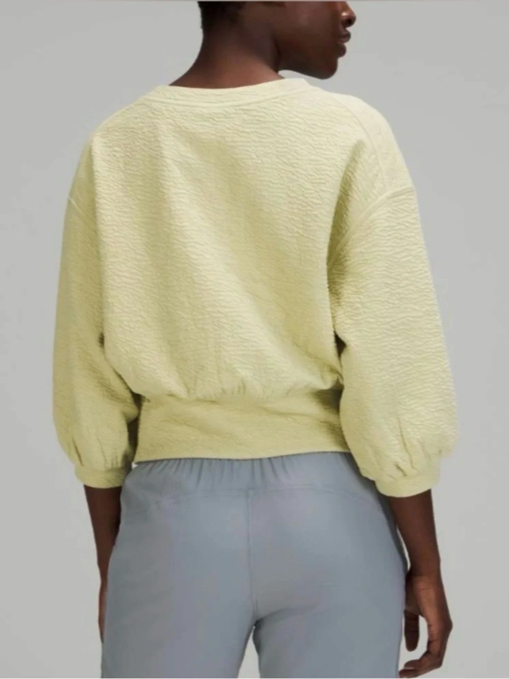 Lululemon Textured Crewneck Pullover Balloon Sleeve Top